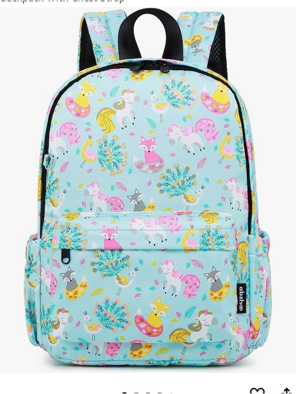 Kids Unicorn & Fox Print Backpack in Light Blue -